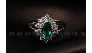 Кольца - Позолоченное кольцо Aquamarine